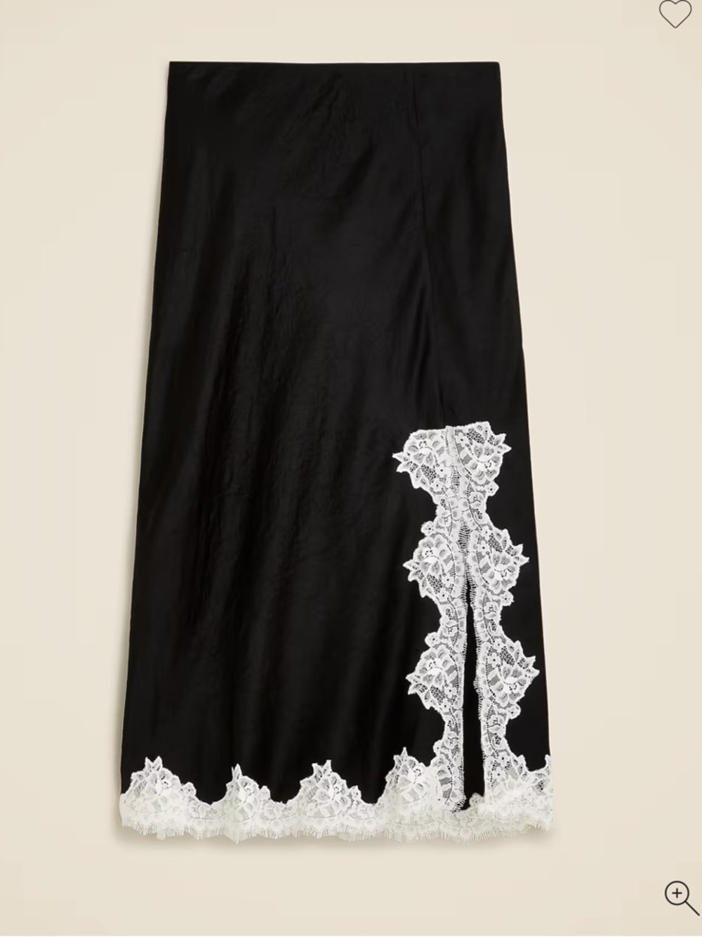 JCrew Gwyneth Lace Trim Slip Skirt Black Satin